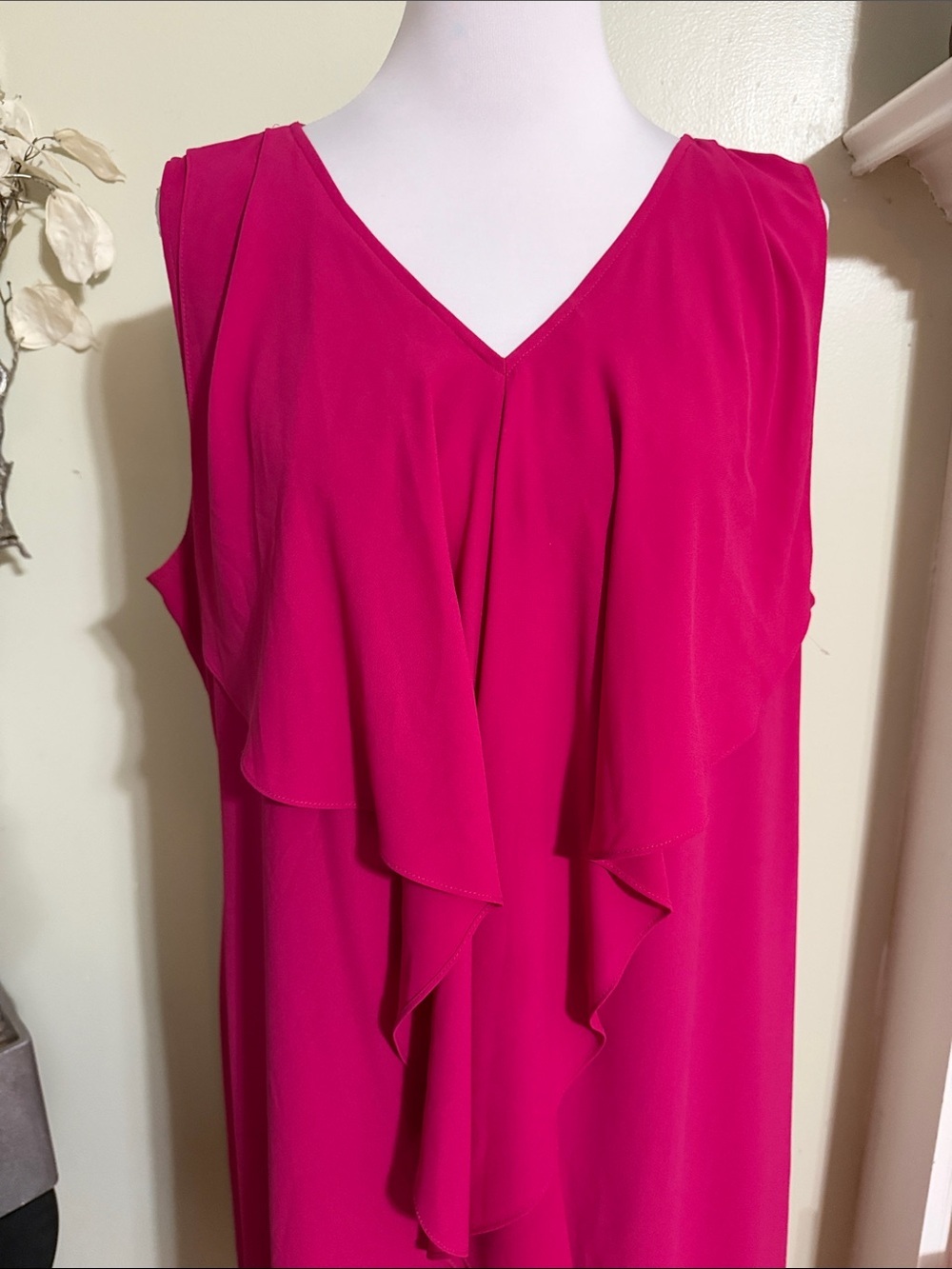 Chico's Fuchsia Sleeveless Asymmetrical Dress Size 16 - Picture 3 of 7